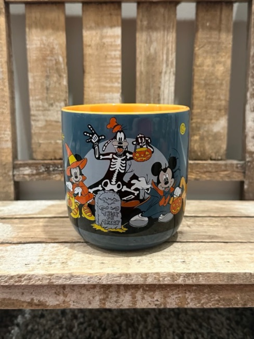Disney Halloween Ceramic Mug - Blue Exterior with Orange Interior